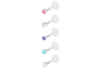 Labret & Monroe Value 5-Pack: Set of Five 16g Bioflex Push-In 2.5 mm Crystal Studs