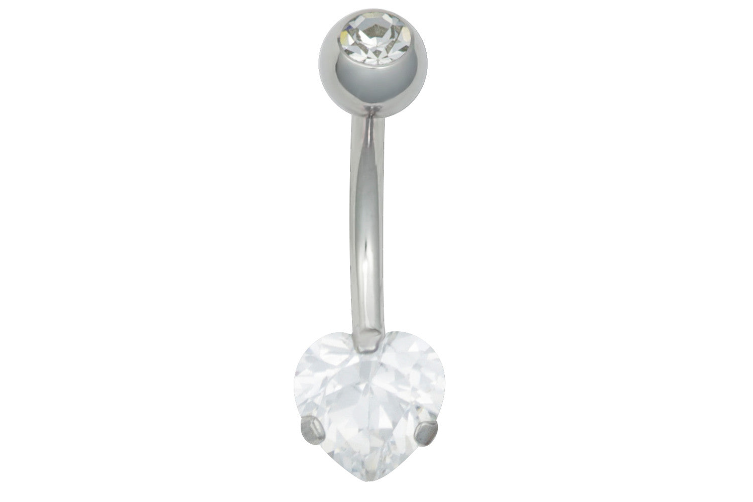 Jeweled Solitaire Heart Belly Ring