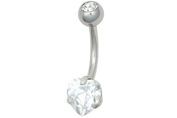Jeweled Solitaire Heart Belly Ring